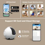 Mobile Intelligent Robot Camera 4MP Indoor Cam Battery-Operated Wireless Pet/Elderly/Baby APP Control Home Care Security Camera - Image 3