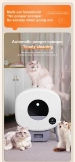 Cat Litter Box Self Cleaning Smart Cat Litter Box Toilet Robot APP Control 65L Large Automatic Cat Litter Box Self-cleaning - Image 5